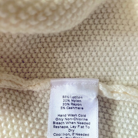 Talbots Cream Cozy Cable Knit Career Ivory Crew Neck Sweater Sz Large Petite - Picture 6 of 8